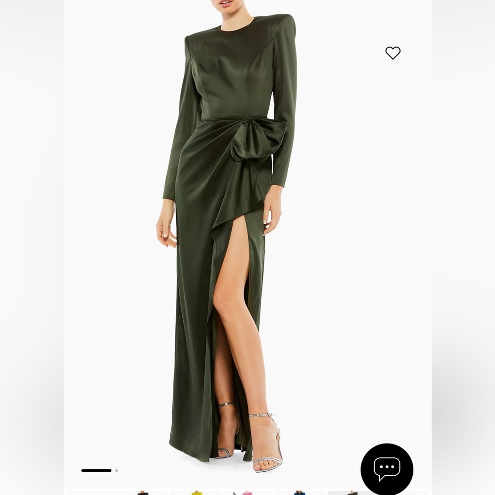 Mac Duggal Satin Power Shoulder Gown